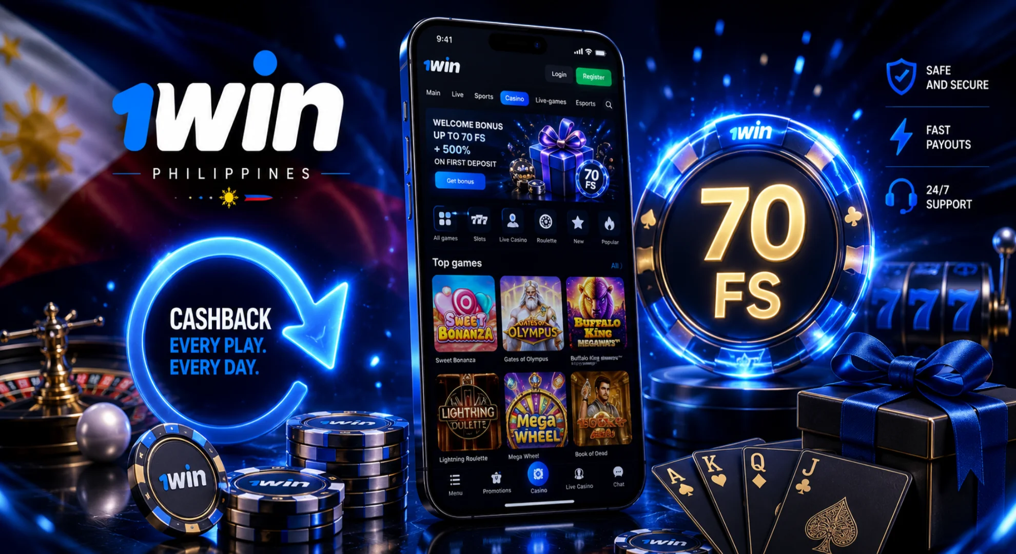 Find out about all the 1win casino bonuses.