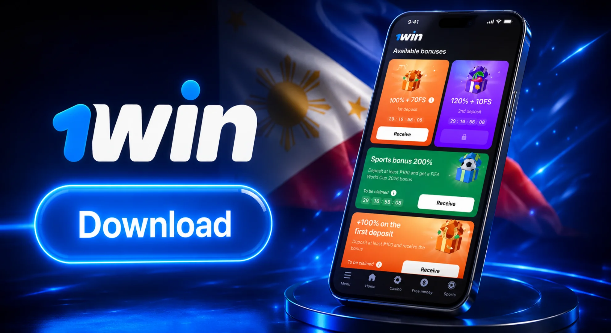 Get a 1win bonus for installing the app.