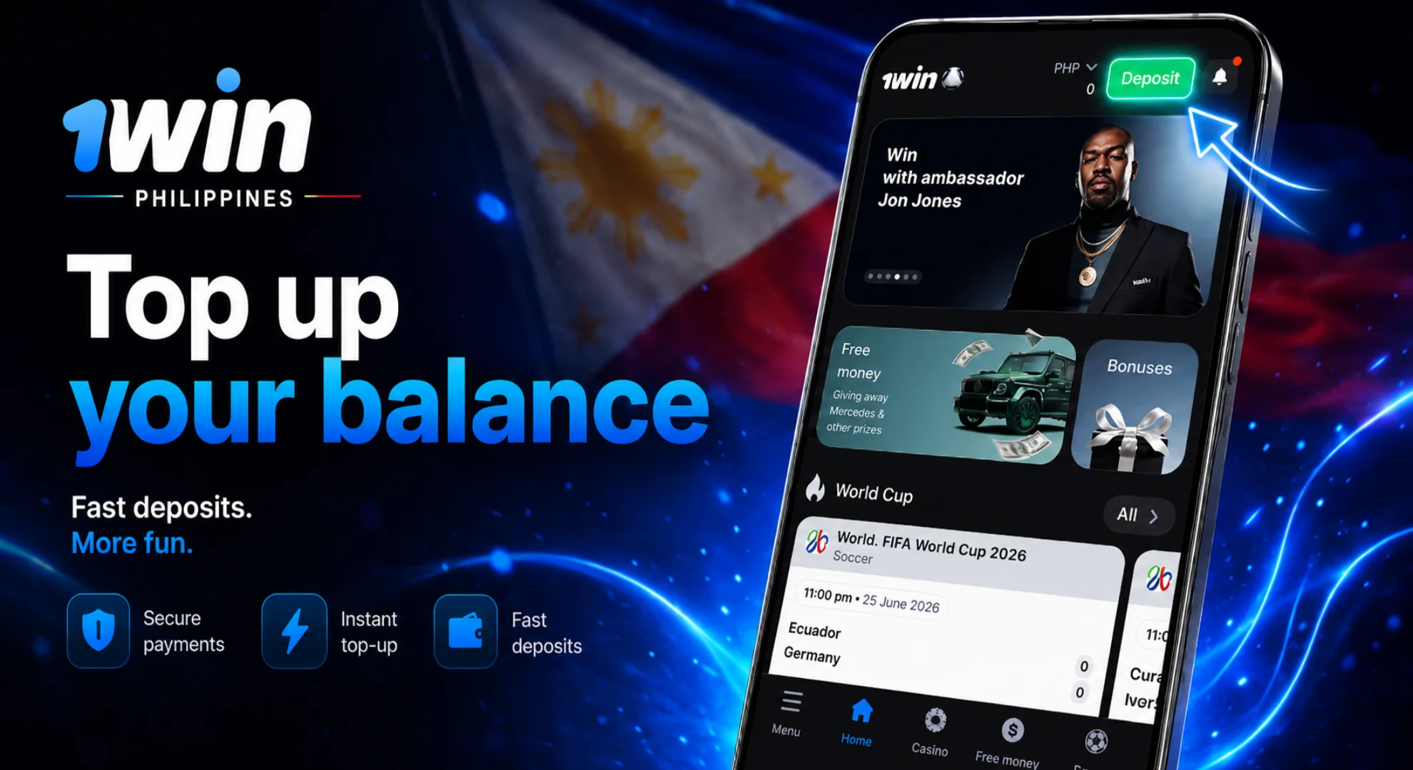 Top up your 1win balance.