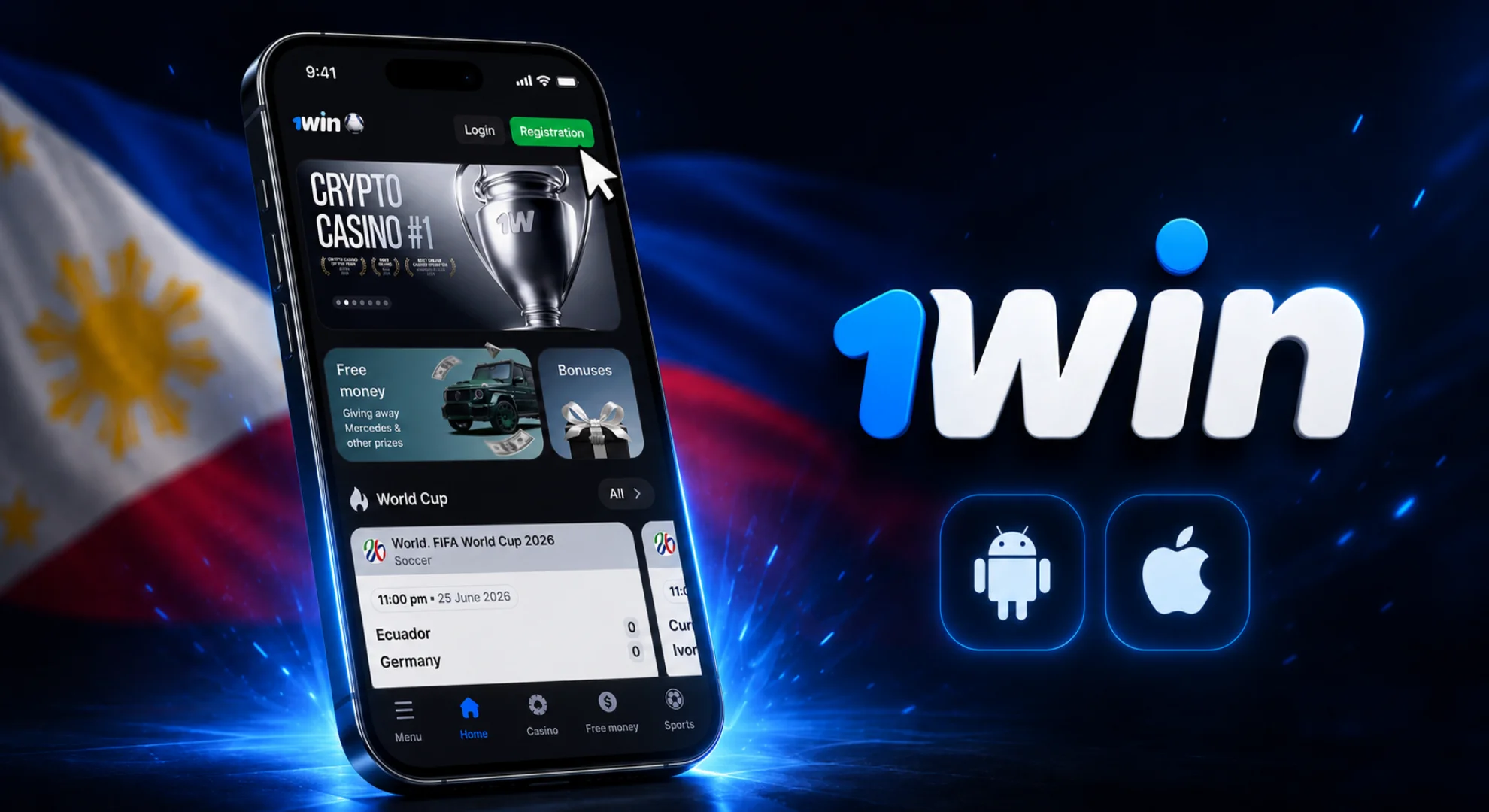 Create your account on the 1win app in just a few steps.