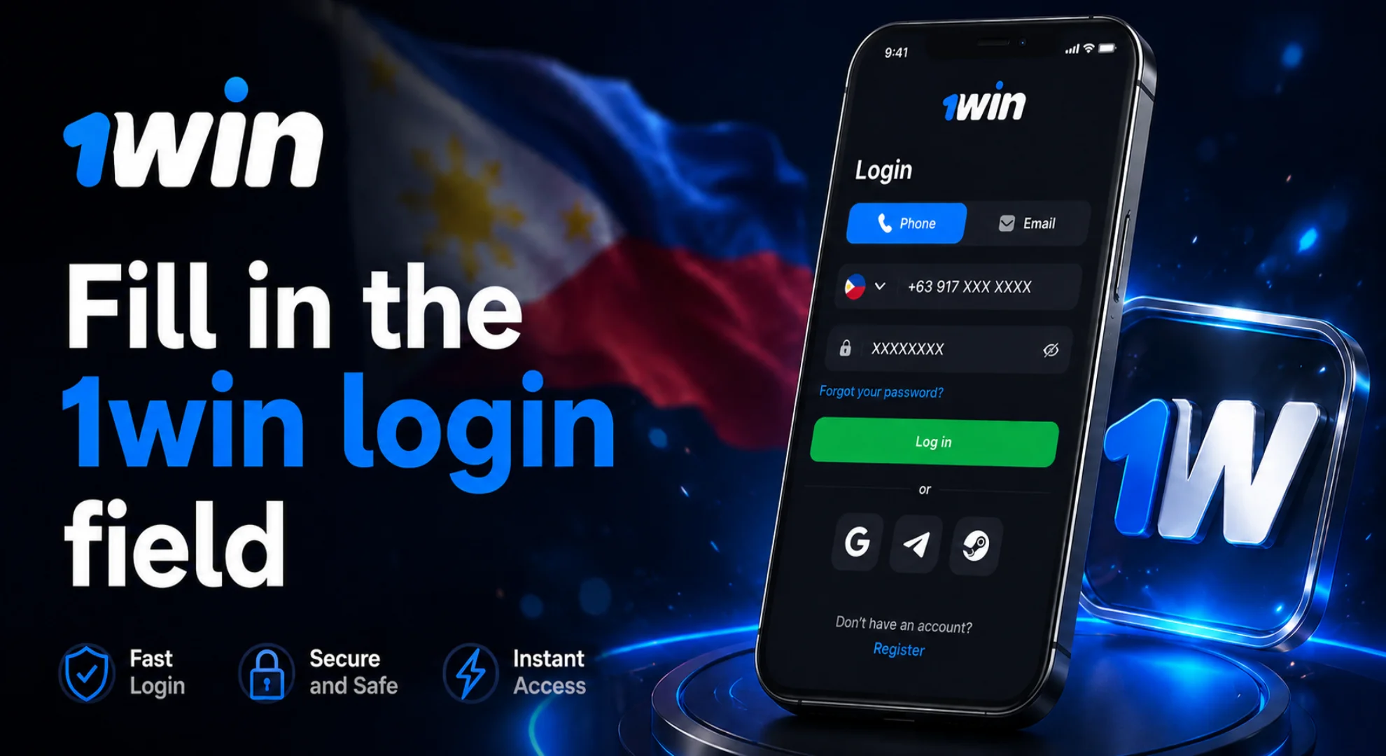 Please fill in the 1win login field.